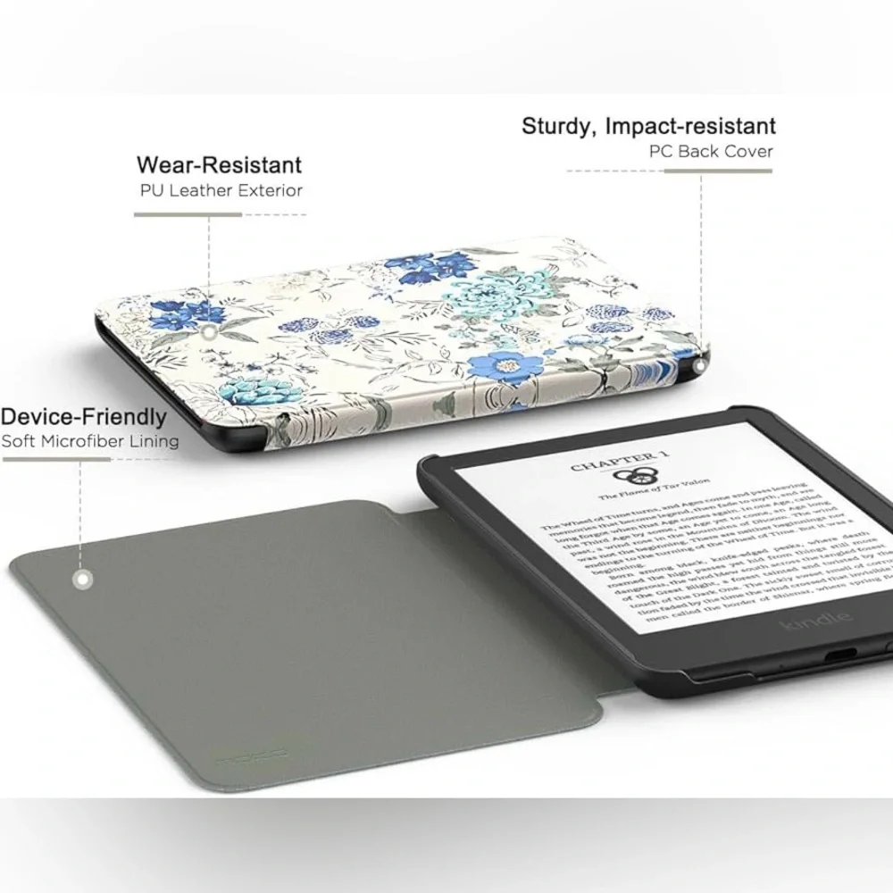 Kindle Case - Blue and White Floral